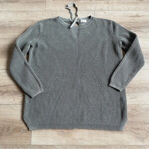 Caslon sweater keyhole back neck tie 100% cotton rib knit pullover